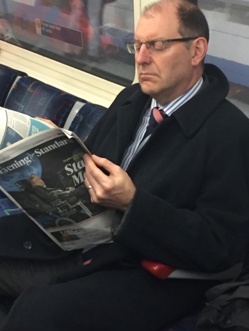 Daddy heading home on the tube.