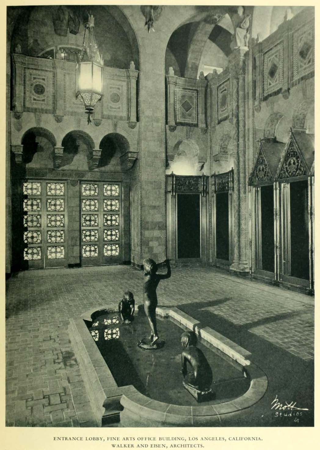 Inside the lobby of the Fine Arts Office Building, Los Angeles