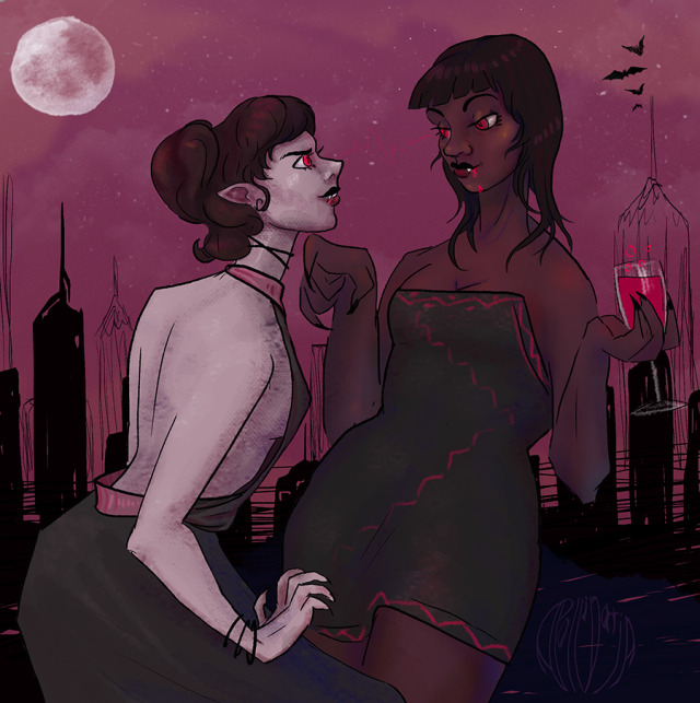 I really liked the that video of Miss Lore about vampires!
Wanted to draw Elvira and Jessica in enemies-to-lovers dynamic, because honestly i just think these two are having too much passion between them
Thank you for making your videos i love to watch them! #artists on tumblr #The Sims #The Sins 3  #The Sims Lore  #The Sims Family  #The Sims vampires #Vampire#Vampires#Red#Bats#Full moon#my artwork