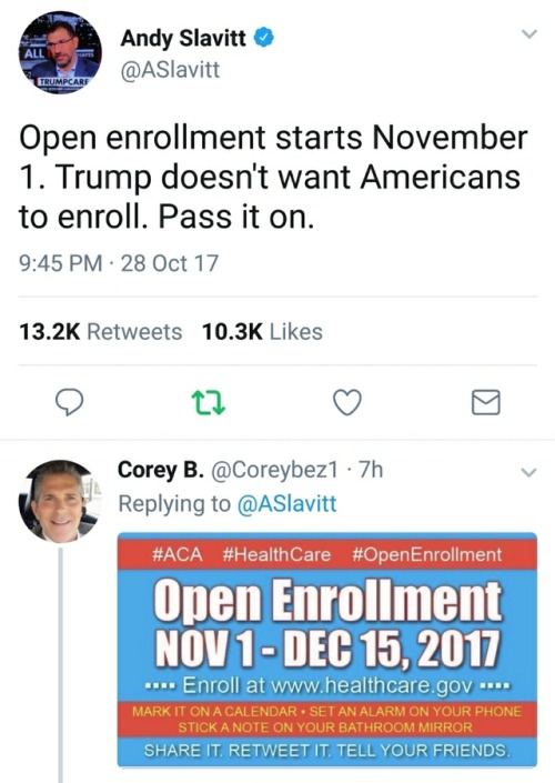 liberalsarecool: Open enrollment starts on Wednesday.