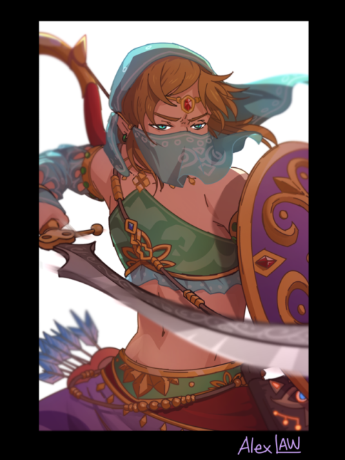 Everyone always draws Gerudo vai Link looking all soft and coy but I made him wear that outfit for s