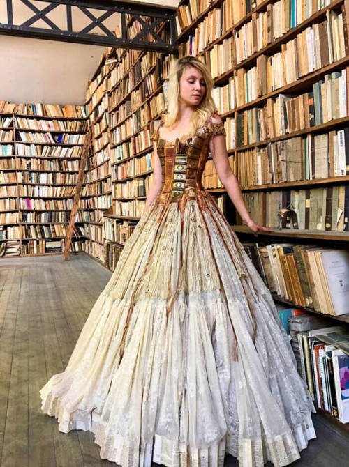 French Designer Uses The Spines Of Books To Create Extraordinary Dresses