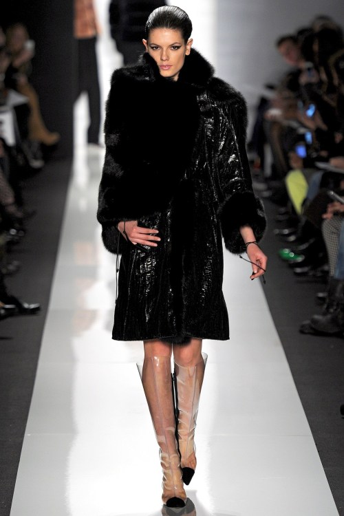 fashion-boots: Megi Xhidra in transparant knee high boots on the runway for Chado Ralph Rucci fw13 -