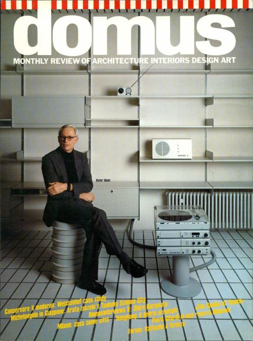 Dieter Rams on the cover of Domus 649, April 1984. Read more: Alessandro Mendini/ Interview with Die