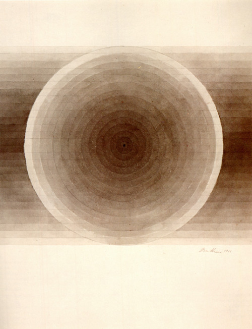 Eva Hesse, Untitled, 1966. Brown ink with wash. Source Renaissance Society, University of Chicago. 