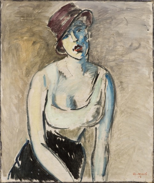 Woman with hat   -  Arne Kavli , 1917Norwegian, 1878-1970Oil on canvas, 76 x 64 cm. (29.9 x 25.2 in.