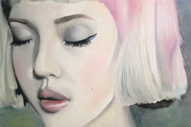 slightart:  Liza Feurtado &ldquo;Closed Eyed GIrl&rdquo;  Pan Pastel on Paper