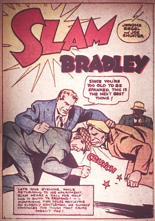 Slam Bradley sorts some yeggs who are too old to be spanked out. Crunch!