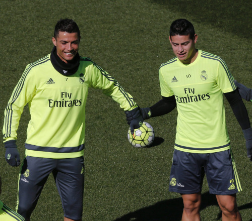 madridistaforever - Cristiano and James during training | March...