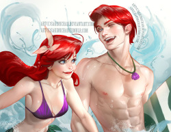 Sakimichan:  Drew Some Switched Disney Pairings For Fun ^O^ ! And Also The Ariel