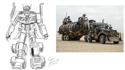 rinpin:  My “WHAT IF” challenge is coming together. The idea – WHAT IF Optimus Prime was the war rig from MAD MAX: FURY ROAD? Conclusion – MAD MAXIMUS. I’m working on the layout for the print right now, so for now – here are the designs.