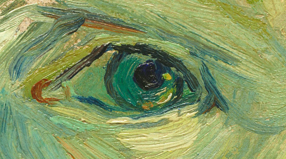 caravaggista:  Vincent van Gogh, Detail of eye from Self Portrait (1889).