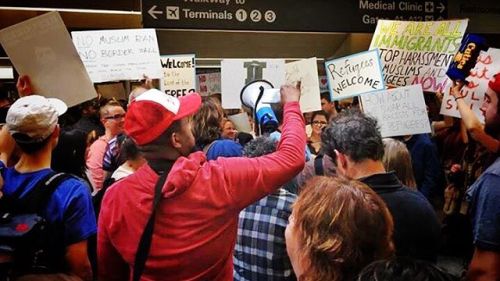 #SFO #MuslimBan Protest. Oh hey that&rsquo;s me! Photo Credit: Urvi Nagrani (at San Francisco In