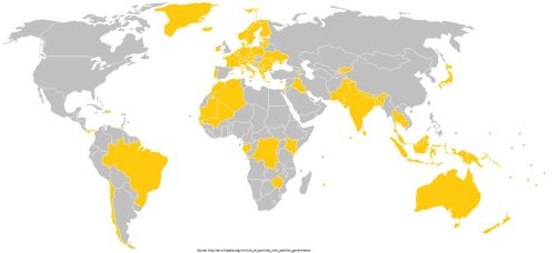thelandofmaps:Map of Countries Ruled by Coalition Governments [1357x617]CLICK HERE FOR MORE MAPS!the