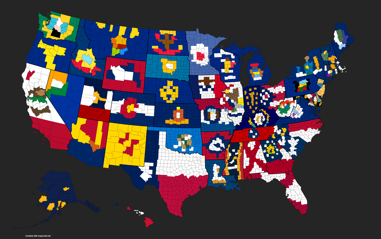 US State Flags Made Out Of Their County Lines