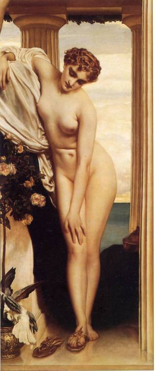 artist-frederic-leighton: Venus Disrobing For The Bath, 1866, Frederic Leighton