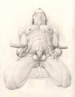 malesubmissionart:  A naked man on his knees