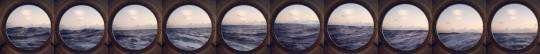 lucybellwood: Rosy morning porthole view. I could use a little of this right now.