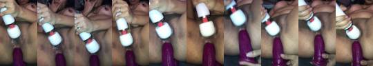 gcruz6927:  Just had to take a video of my lovely @wetdream69 playing with new toys. Nipple clamps and a wand on her clit and a didlo in her ass ! Look at the way she sucks on her fingers !