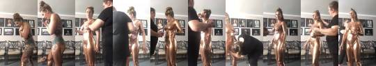 stubby73: canadiankylie:  Time laps of me getting painted Gold!!  She looks hot in gold!! 