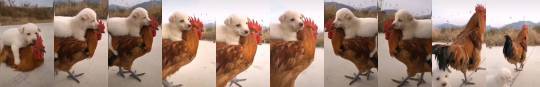 everythingfox:  Puppy riding a chicken. Nothing unusual here(via)