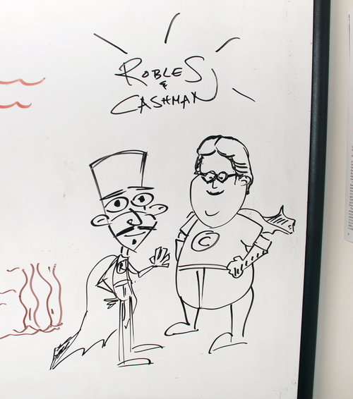 Robles and Cashman: Fanboy and Chum Chum wipe board art of Eric Robles and Shaun Cashman.