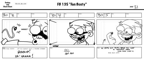 “Fanboy Ahoy!” Storyboard: Fanboy and Chum Chum storyboard for episode #135, “Fanboy Ahoy!”, formerly known as “Fan Booty”. Written by Scott Kreamer, boarded by Tom King.