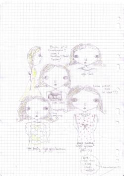 Sketches of my plans for blythe no 2, that i drew in study this morning. Even if she is sort of just pieces, and not even here yet (infact, she hasn&rsquo;t even been posted) o__O  