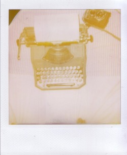 My typewriter on polaroid :) I got a camera with 1 exposure left, this was an accident. Hopefully i&rsquo;ll be better at instant with my land camera :) Ah well.