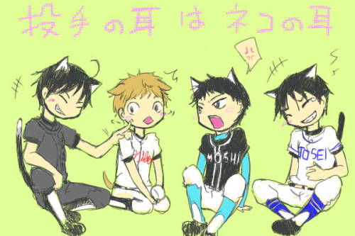 From left to right: Haruna, Mihashi, Kanou and Junta.