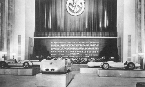 Mercedes-Benz W125 Mercedes-Benz & Auto Union cars on display at the 1939 Berlin Auto show