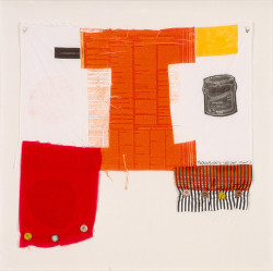 Airport Series: Cat Paws Color relief and intaglio with collage on fabric by Robert Rauschenberg, 1974