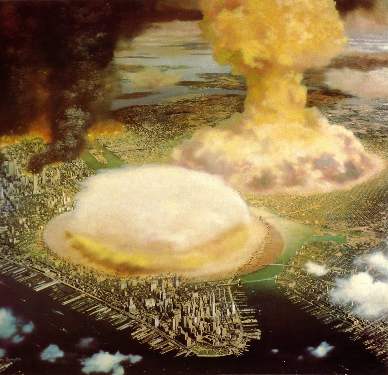 The Atomic Bombardment of New York paint by Chesley Bonestell for Collier&rsquo;s