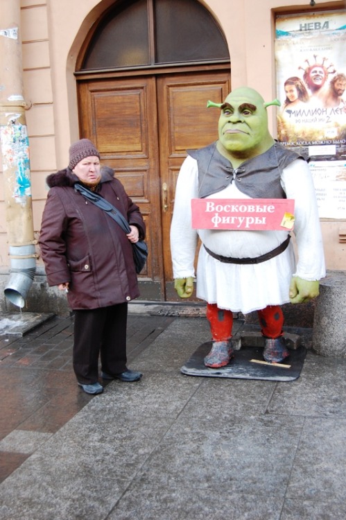 Two Shreks in Nevsky Prospect