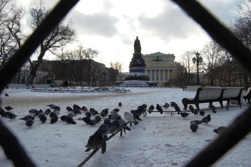 Monument to Catherine the Great in Ostrovsky Square / Nevsky Prospect February 2008 / St.Petersburg