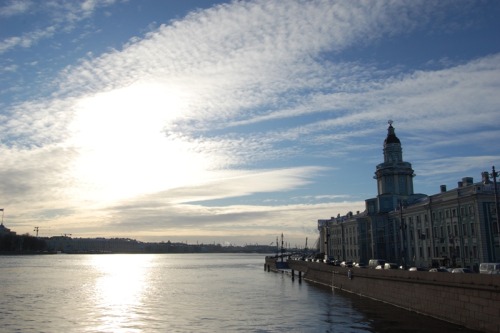 Neva river and first museum in Russia: The Kuntskamera (Kuntskammer)