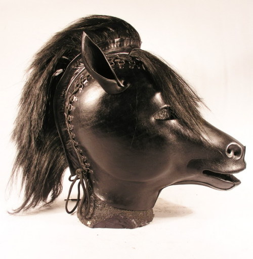 humanpony:  horsemasks:  claytoncubitt:   Bob Basset, ‘New Leather Horse Mask’ See previously: Bob Basset, ‘New Doctor Plague Mask’ See also: Unknown, Pony Girl Also also: ‘The Trojan Horse’, from ‘The Coming of Sin’ by Jose Raman