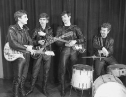 thisisclassicrock:  the original Beatles line up Paul,John,George,&amp; Pete best. no Stuart sutcliff though. and they all got on their Leathers. nice. 