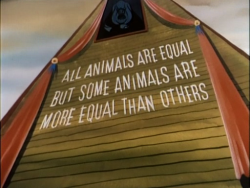 fuckyeahlgbt:  cashooo:  t4mst3r:  pork2k:meatsack:digitalbath:apocalypsechic:iisabelle defeat   This is my favorite book.  Animal Farm Sad that there are still people in this world who think this way.