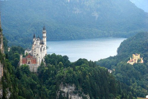 View from the Tegelberg Cable Car including the castles of Neuschwanstein and Hohenschwangau and the