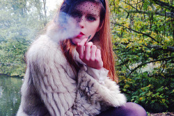 ghostparties:  frogsandcrowns:  (via helloluxlisbon) I still wish so hard i could smoke without it it making me throw up and then, eventually, die. I wish i could be this girl: red hair, fur coat, fascinator and cigarette.  you throw up when you smoke?