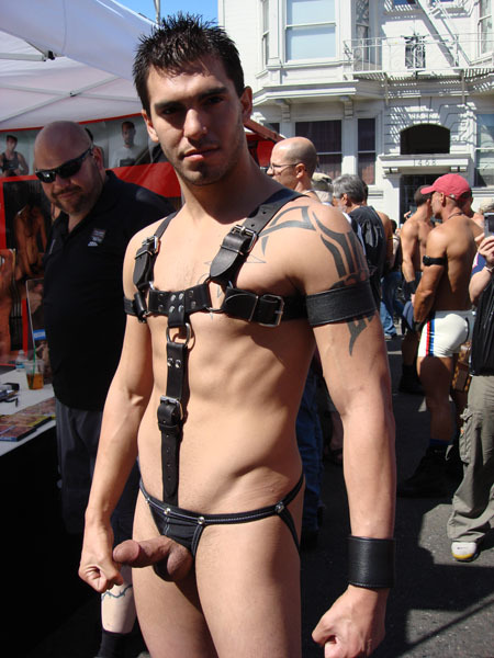 uniformboy01:  slutmasteruk:   (via thisdumbtoy, leathermen) It had begged and begged to have its tiny prick unlocked, so where better to make the faggot show it off…   