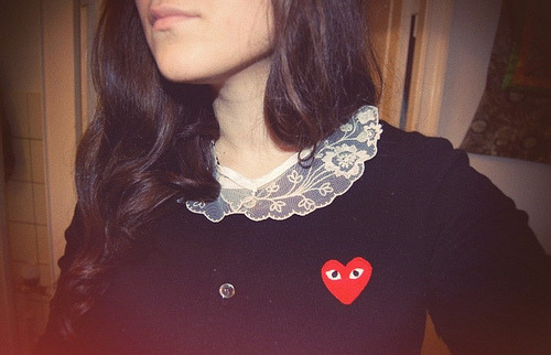(via tweexcore) I really love the CDG logo on clothes. It&rsquo;s a heart. With