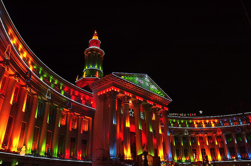 Merry Christmas from Denver, Colorado (via bridgepix) City and County Building of Denver, part of th
