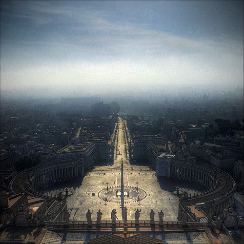 Saint Peter’s Square and Rome in the background from the Dome of St. Peter’s Basilica, V