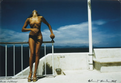 Nude for Pentax photo by Helmut Newton, 1975