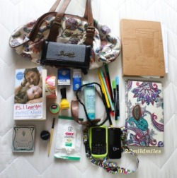 fuckyeahwhatsinyourbag:  i got everything during last summer, i wish to have an i touch to complete everything. Submitted by: 22 Mild Miles