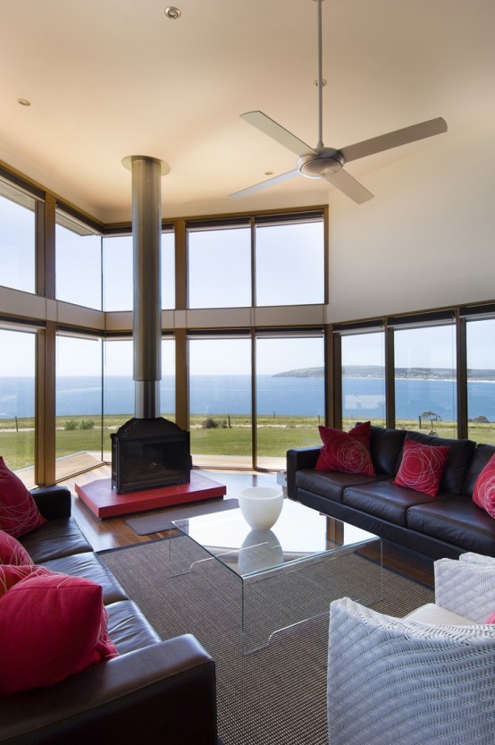 architectureblog:  Coastal House Design with Rear Sheltered Courtyard and Wood Fired