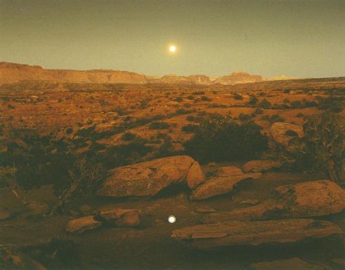 Moonrise over Pie Pan, Capitol Reef National Park, Utah photo by John Pfahl, 1977