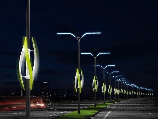 unknownskywalker: Eco shocker: Turbine Light concept uses wind to light highways